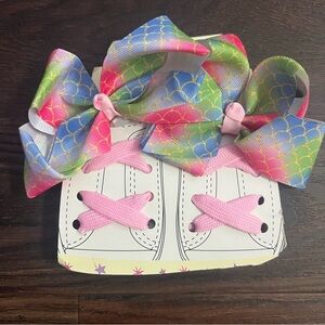 NEW Pink Shoe Laces With Clip On Bows Pastel Girls Accessories Mermaid